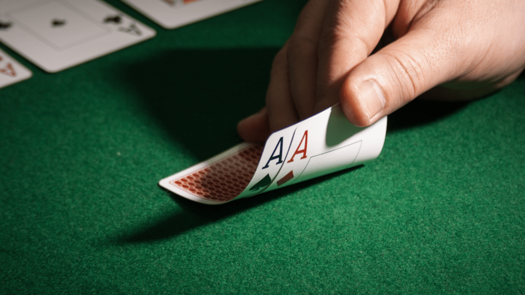 a person holding a playing card