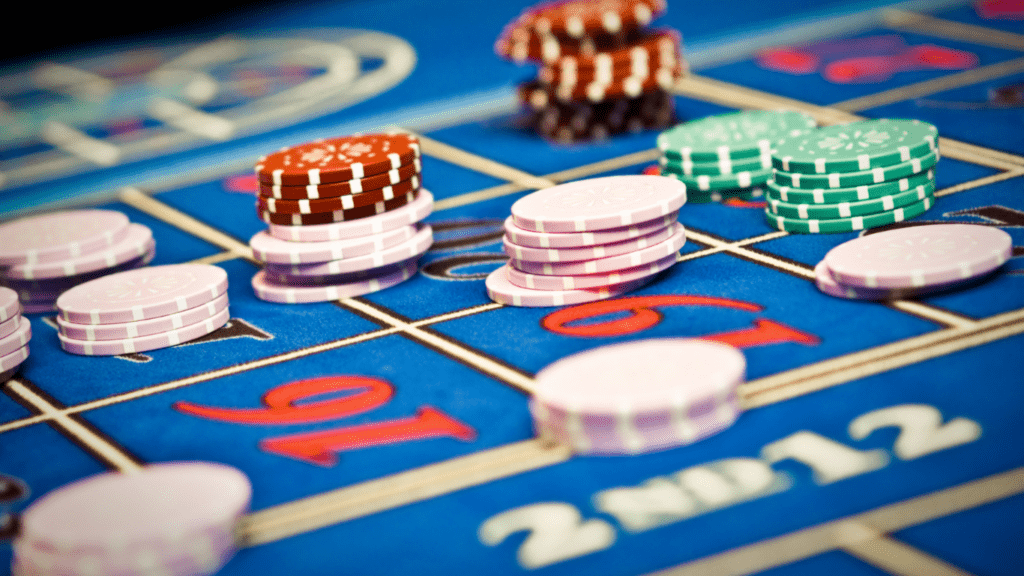 casino chips at the roulette table