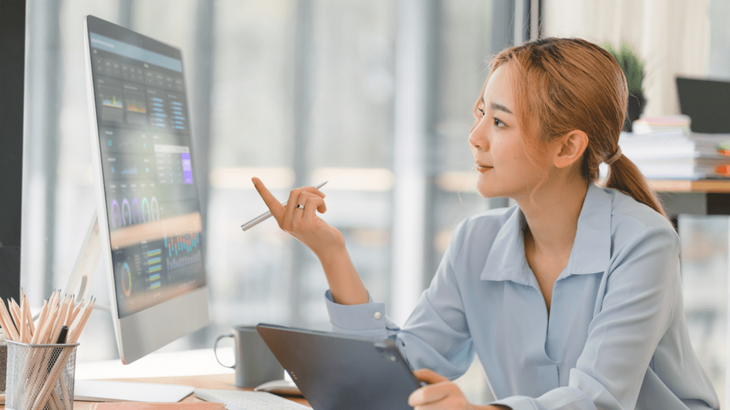 person looking at the computer